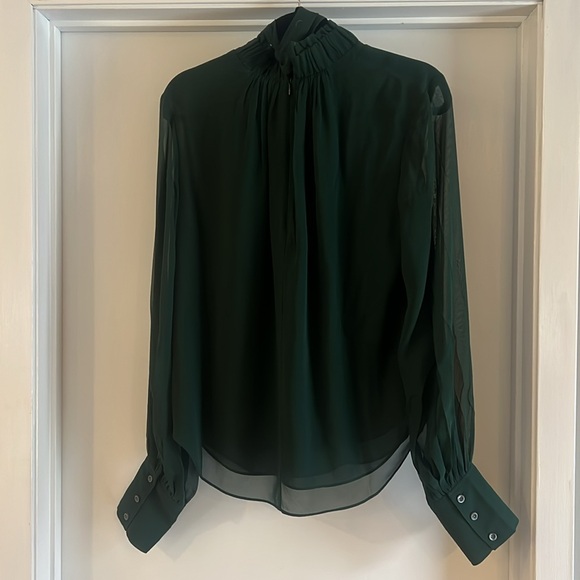 Frame Pine Green Silk Blouse - Picture 2 of 2